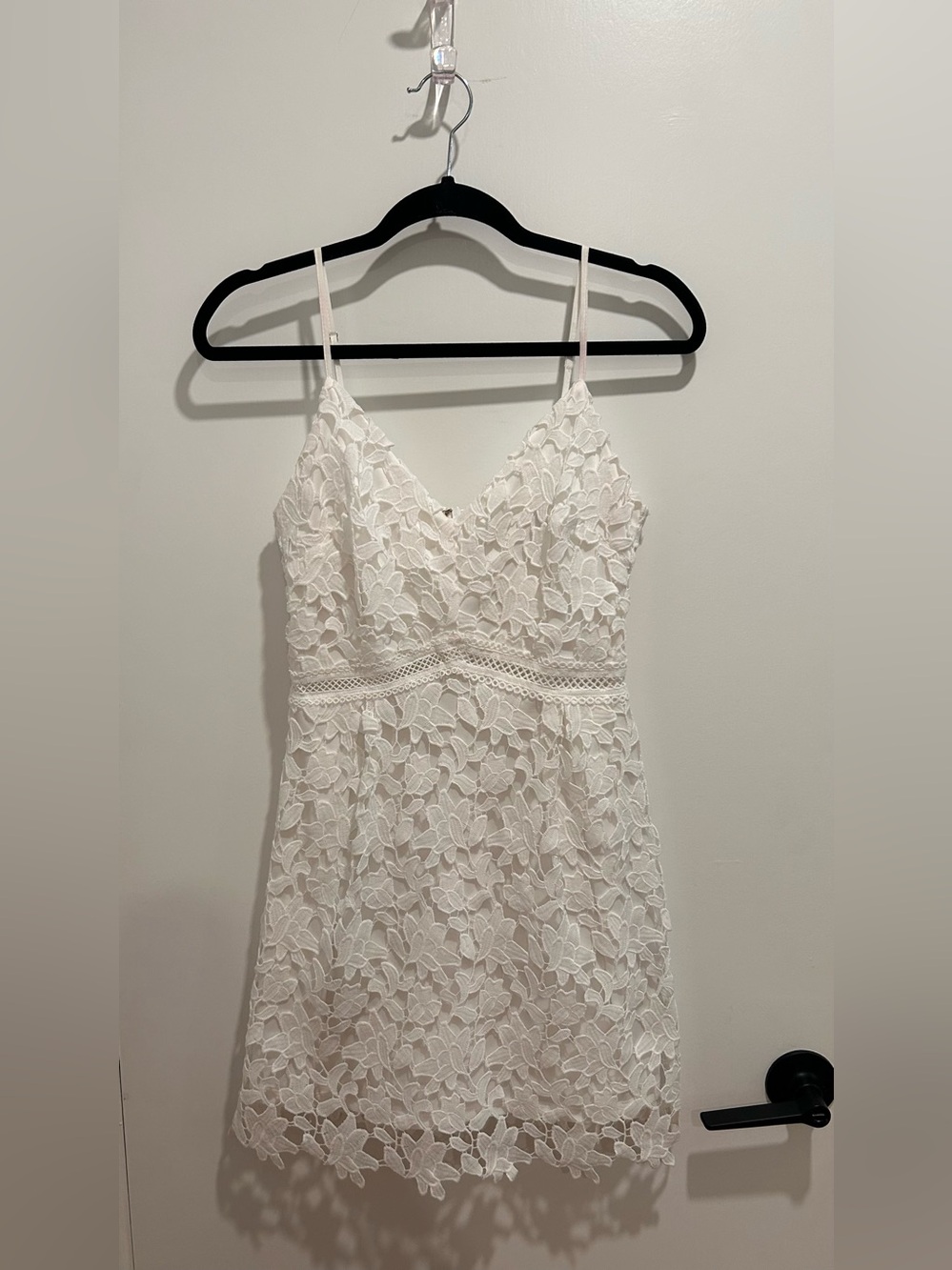 Lush White Lace Spaghetti Mini Dress